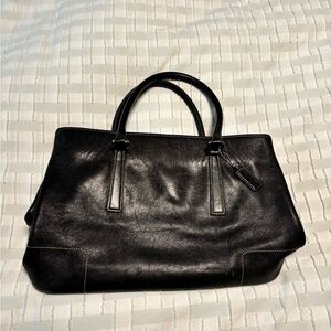 Vintage Coach Hamptons Black Leather Tote Bag 7757